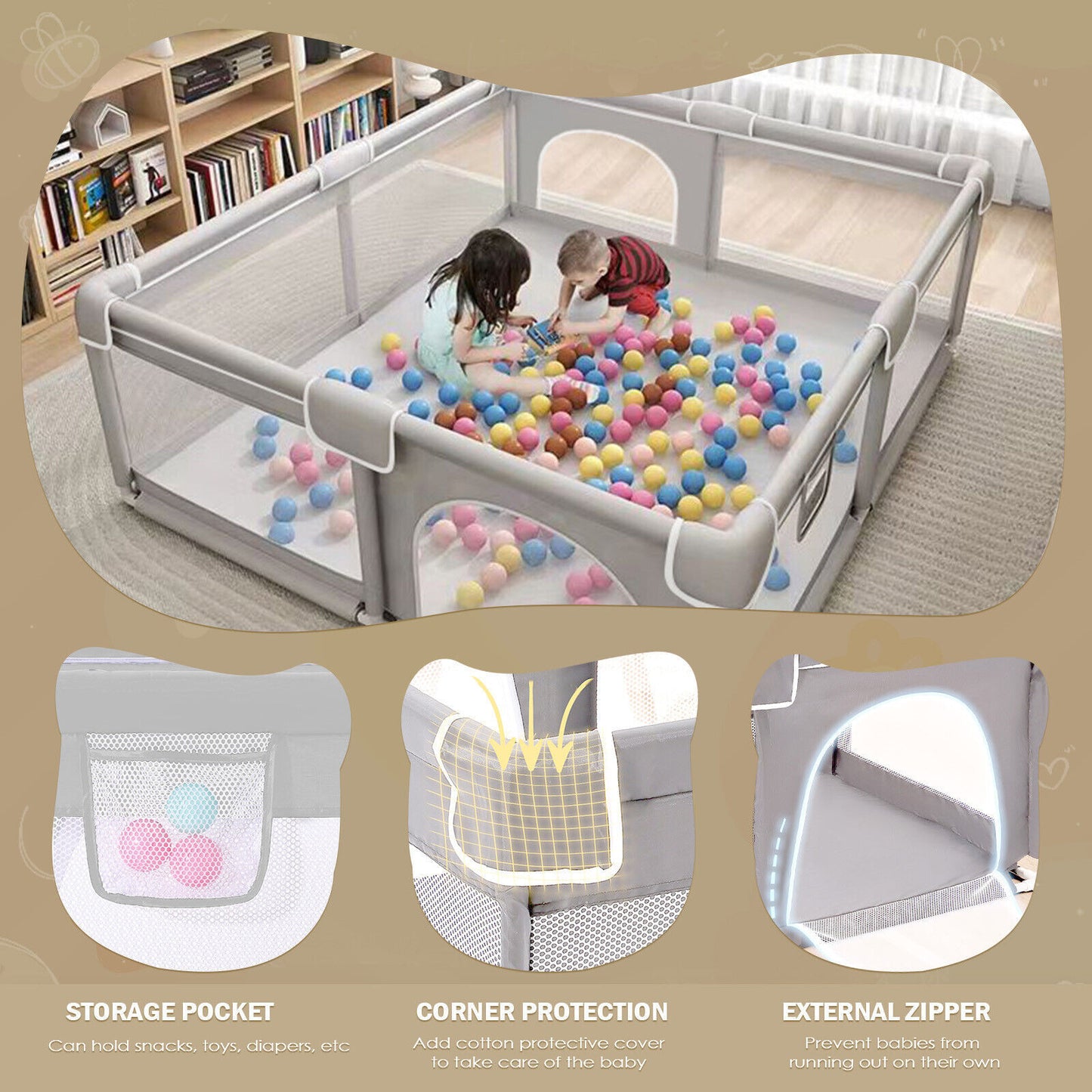 Baby Playpen With Mat